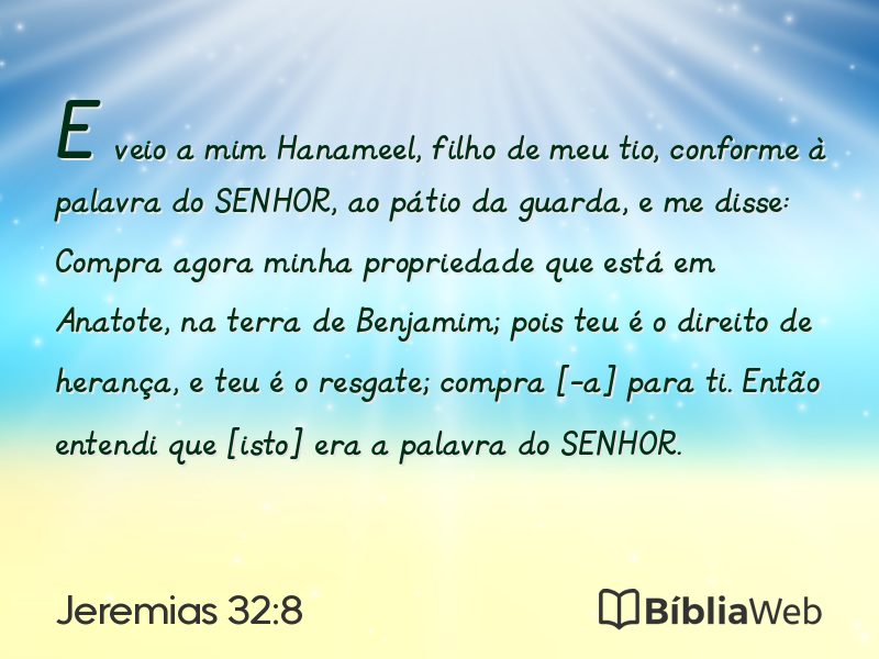 Jeremias 32:8 em imagem para compartilhar