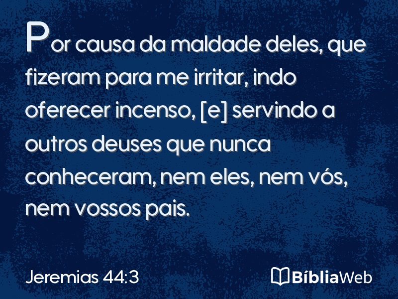 Jeremias 44:3 em imagem para compartilhar