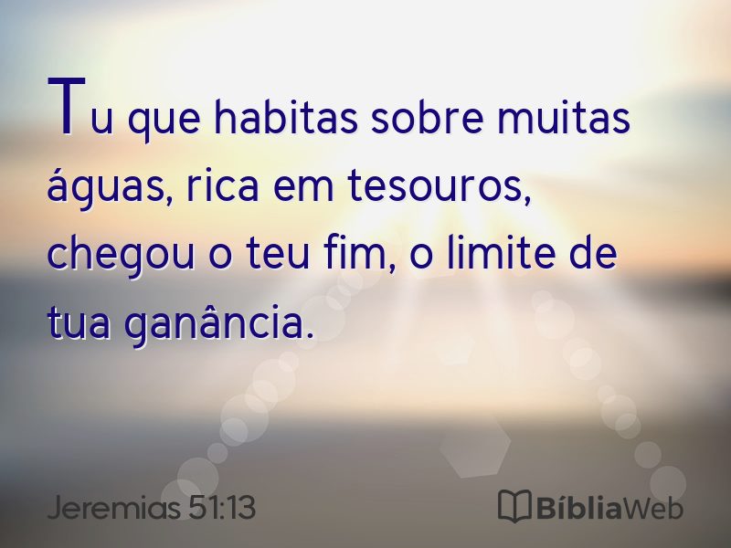 Jeremias 51:13 em imagem para compartilhar