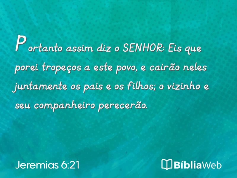 Jeremias 6:21 em imagem para compartilhar