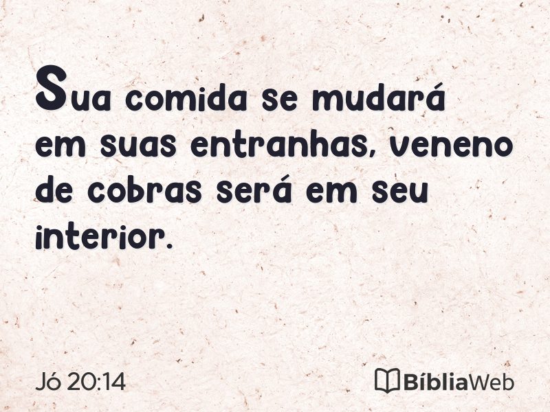 Jó 20:14 em imagem para compartilhar