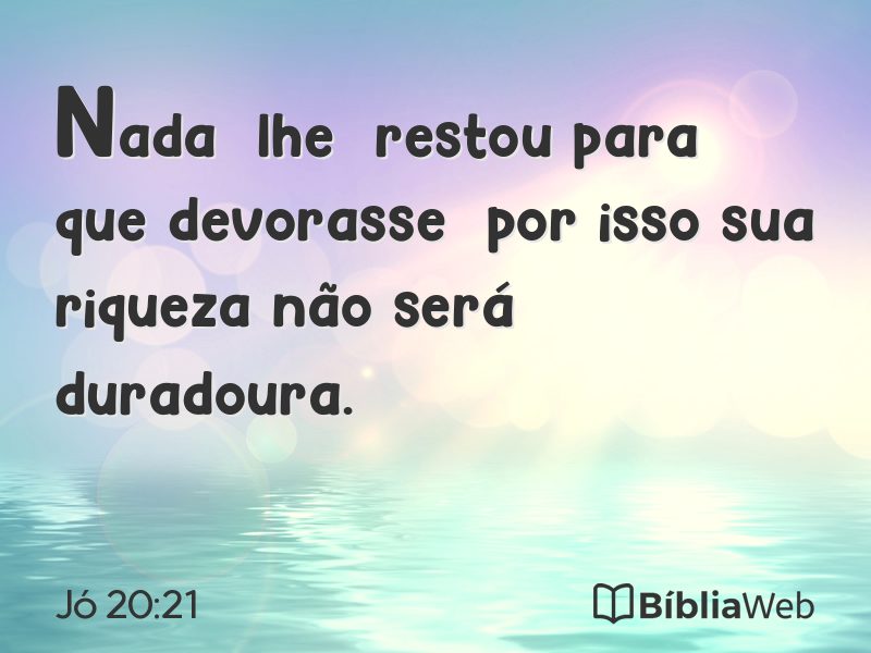 Jó 20:21 em imagem para compartilhar