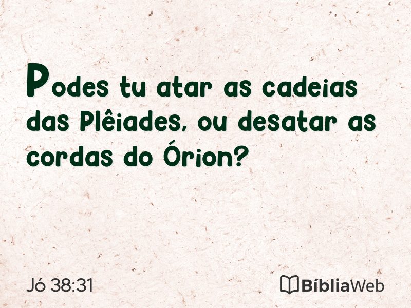 Jó 38:31 em imagem para compartilhar