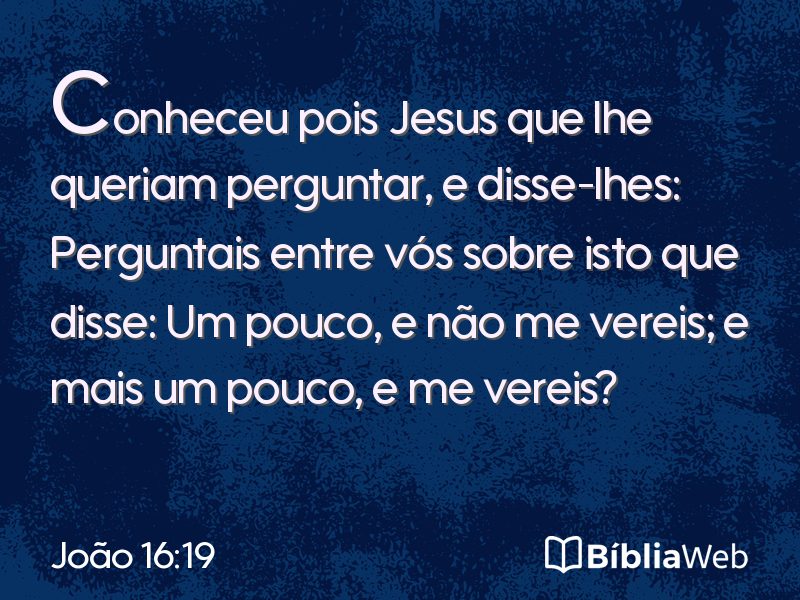 João 16:19 em imagem para compartilhar