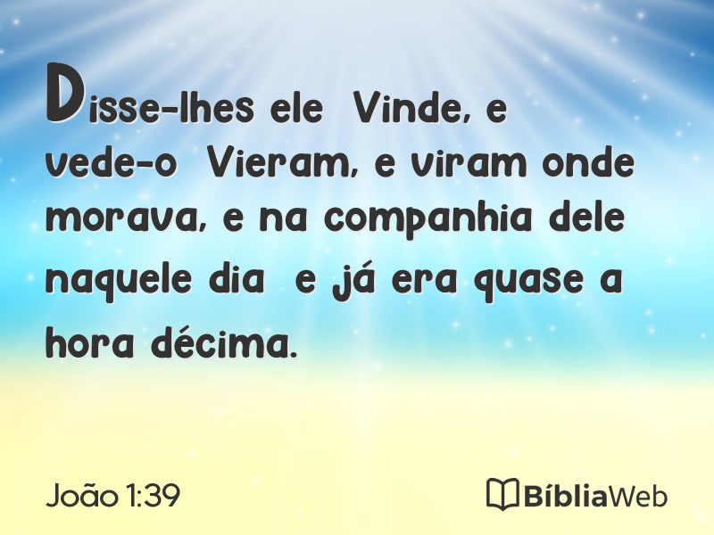 João 1:39 em imagem para compartilhar