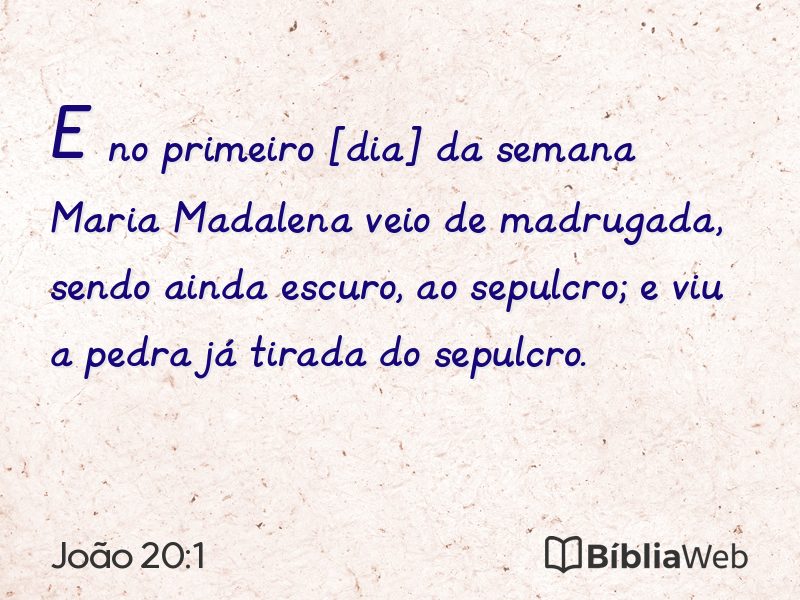 João 20:1 em imagem para compartilhar