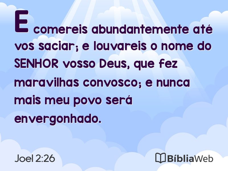 Joel 2:26 em imagem para compartilhar