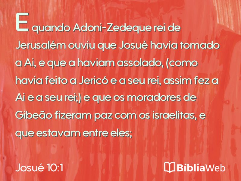 Josué 10:1 em imagem para compartilhar