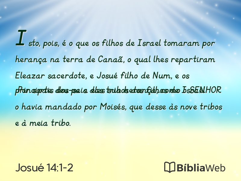 Josué 14:1-2 em imagem para compartilhar