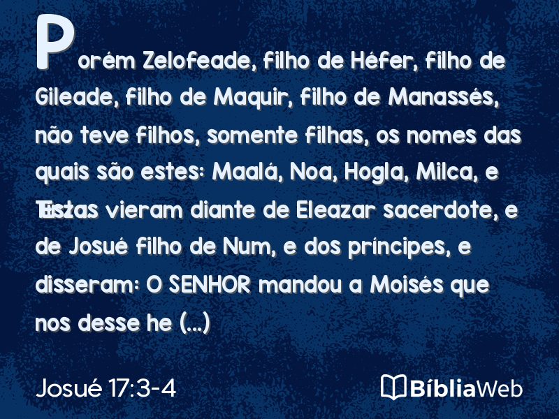 Josué 17:3-4 em imagem para compartilhar