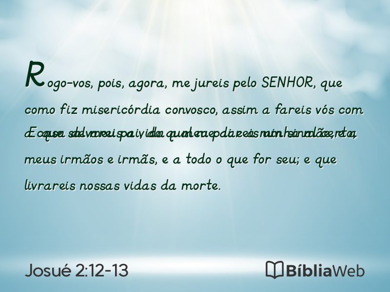 Josué 2:12-13 em imagem para compartilhar