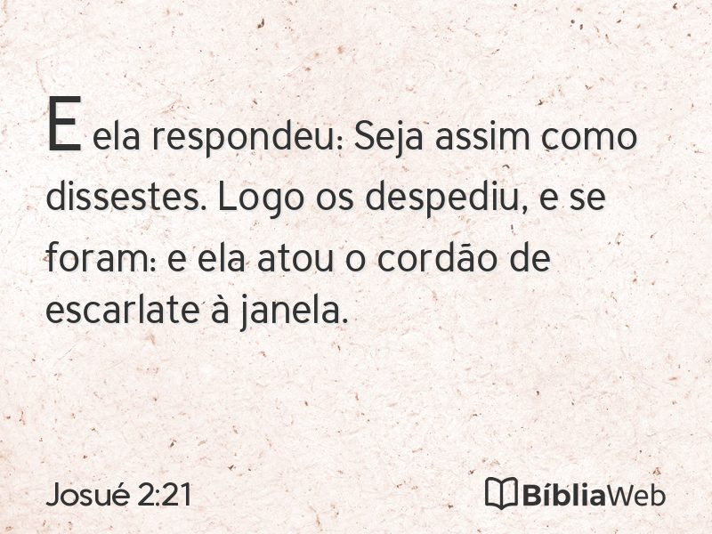 Josué 2:21 em imagem para compartilhar