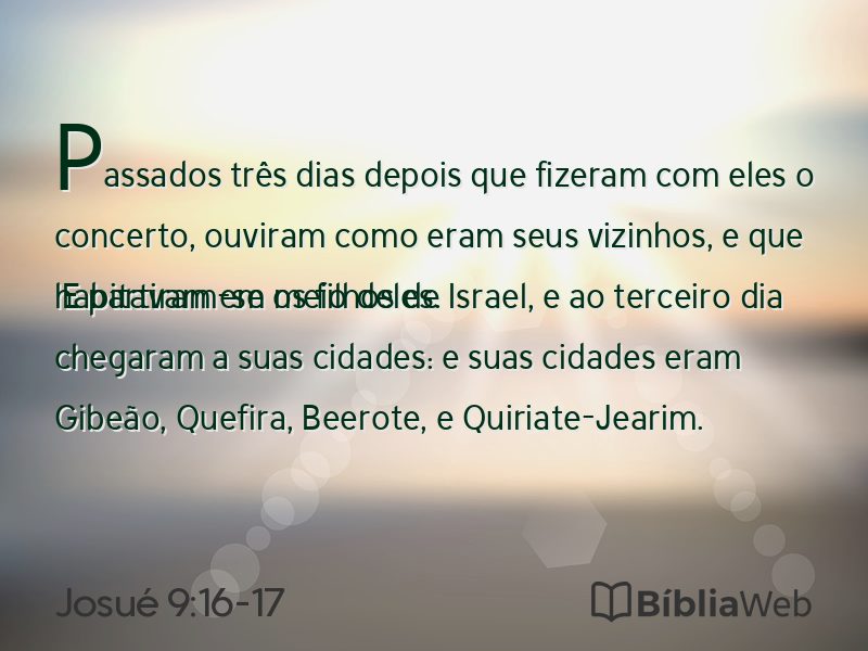 Josué 9:16-17 em imagem para compartilhar