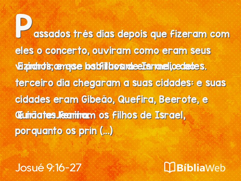 Josué 9:16-27 em imagem para compartilhar