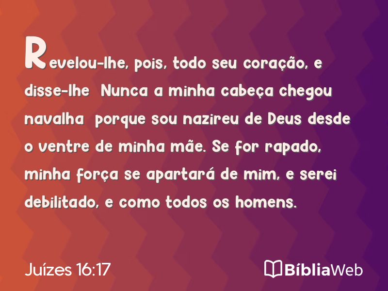 Juízes 16:17 em imagem para compartilhar