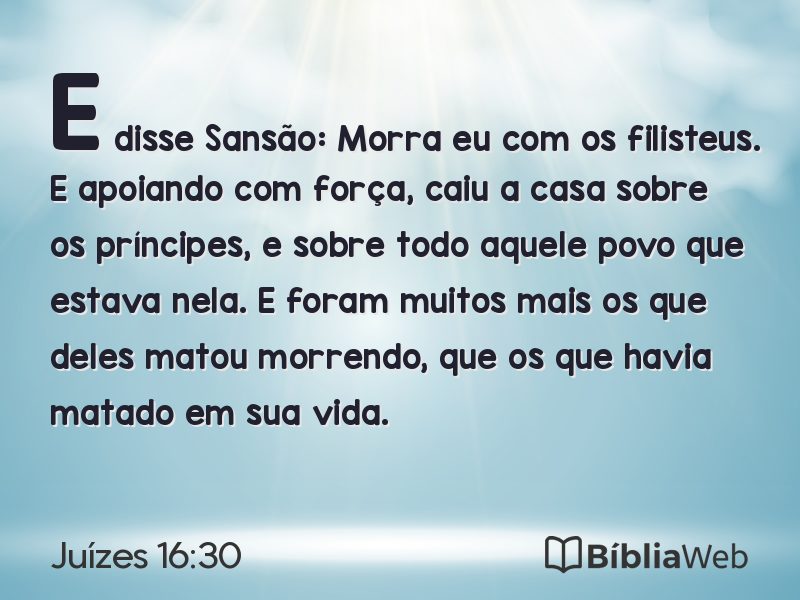 Juízes 16:30 em imagem para compartilhar
