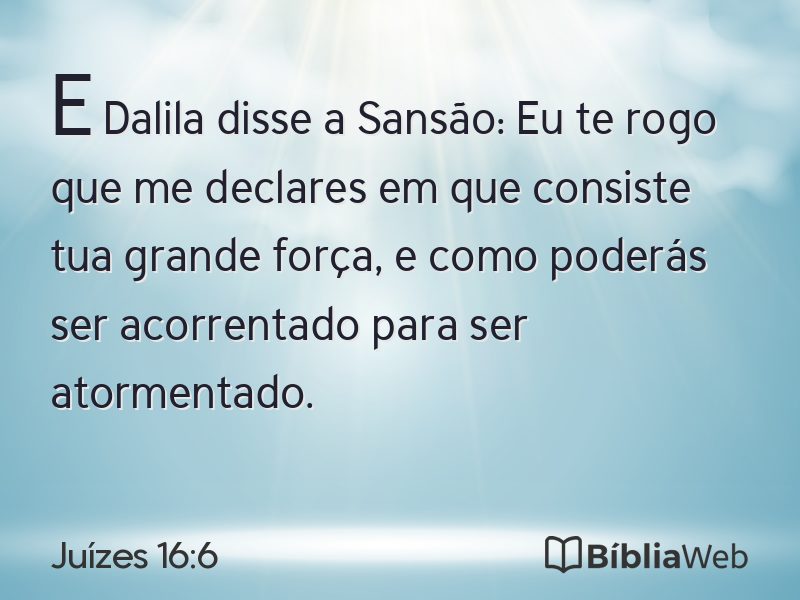 Juízes 16:6 em imagem para compartilhar
