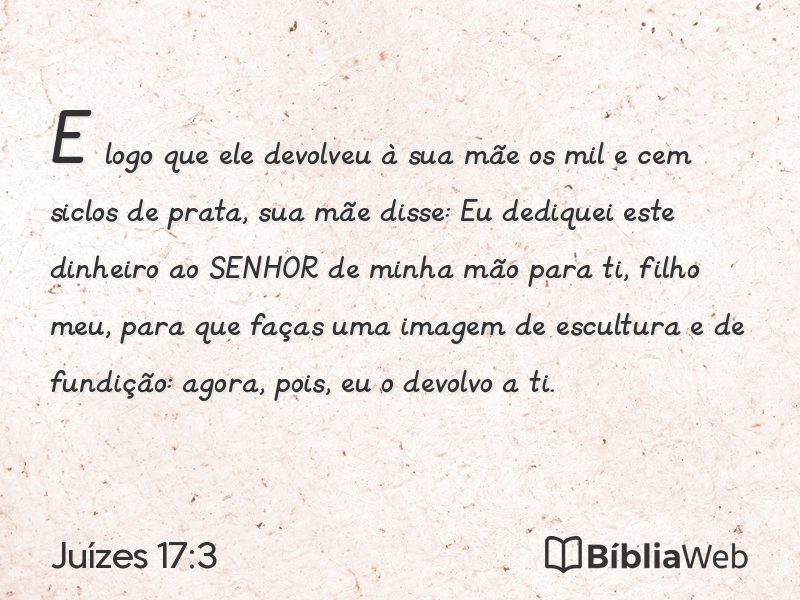 Juízes 17:3 em imagem para compartilhar