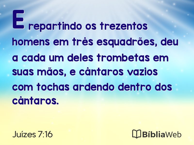 Juízes 7:16 em imagem para compartilhar