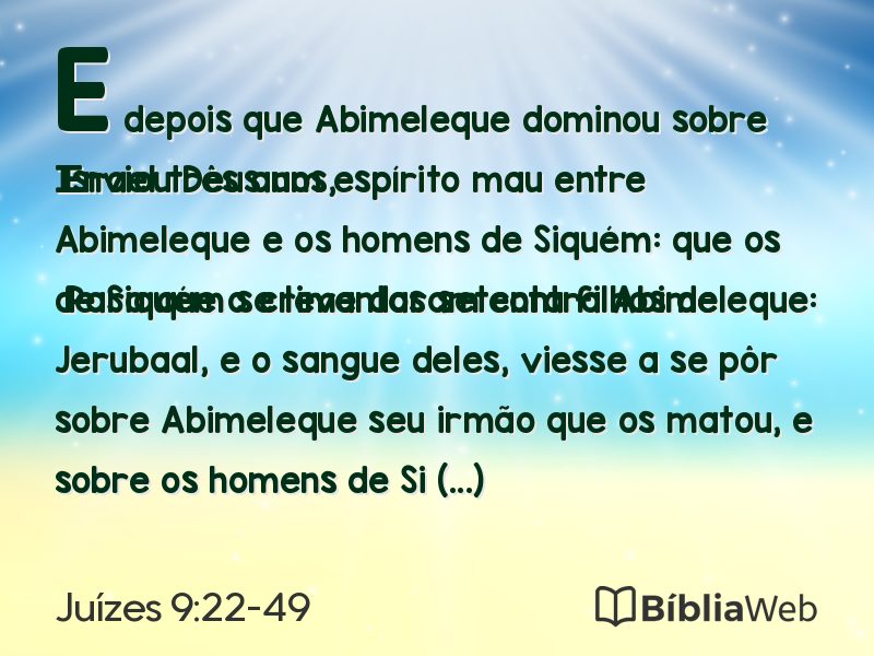 Juízes 9:22-49 em imagem para compartilhar