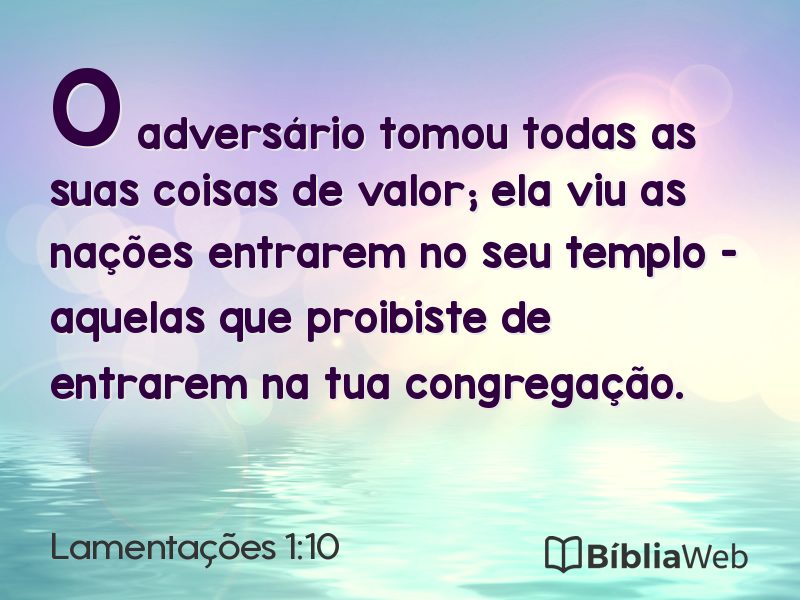 Lamentações 1:10 em imagem para compartilhar