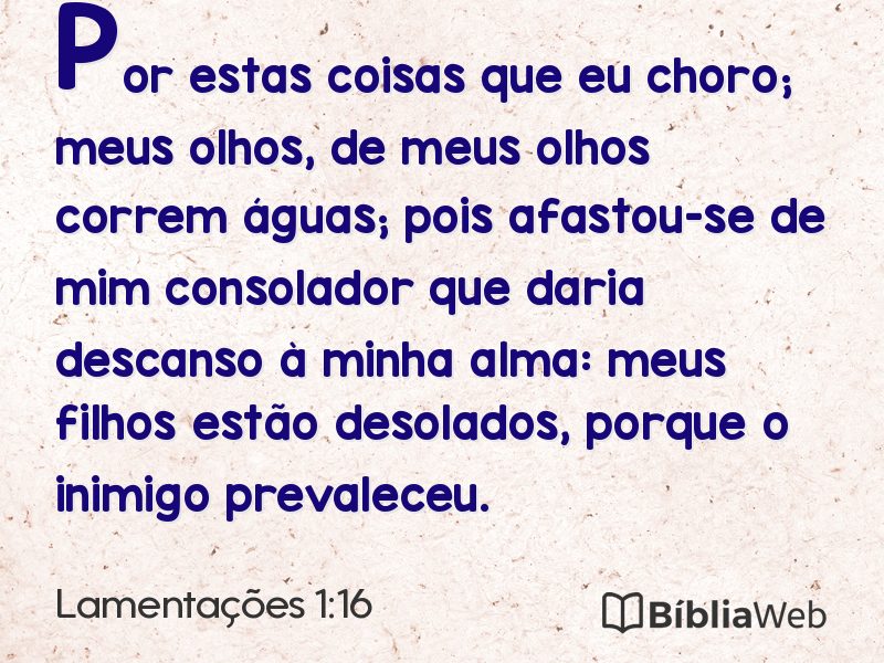 Lamentações 1:16 em imagem para compartilhar