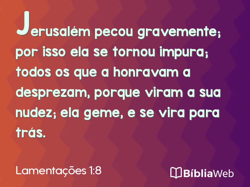 Lamentações 1:8 em imagem para compartilhar