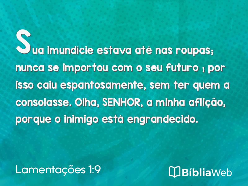 Lamentações 1:9 em imagem para compartilhar