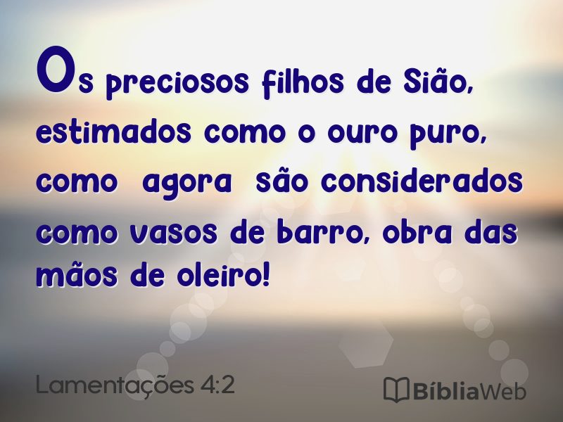 Lamentações 4:2 em imagem para compartilhar
