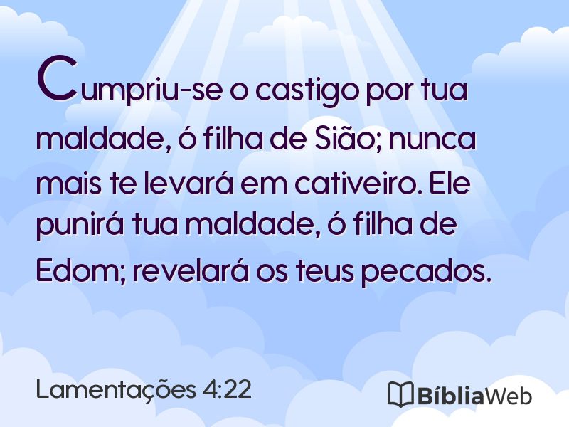 Lamentações 4:22 em imagem para compartilhar