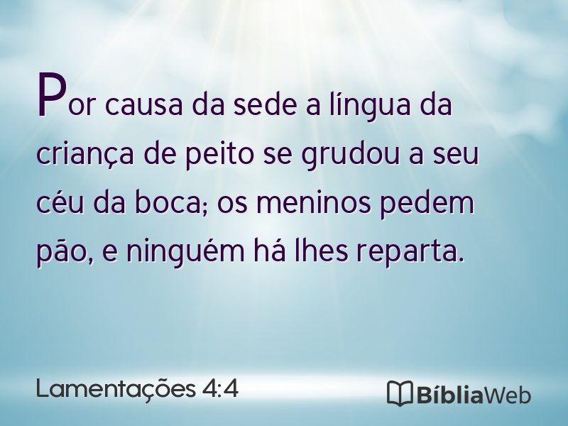 Lamentações 4:4 em imagem para compartilhar