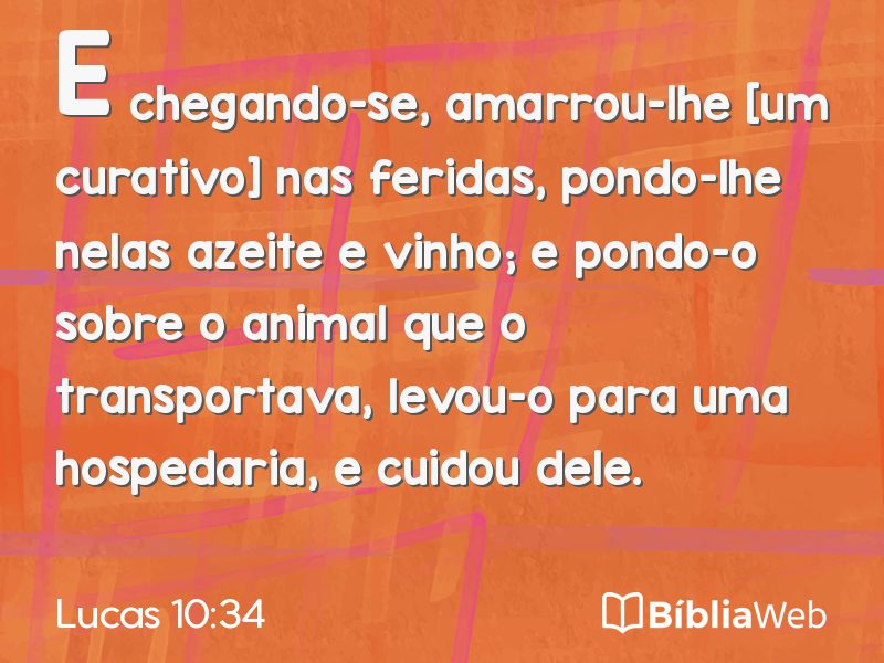 Lucas 10:34 em imagem para compartilhar