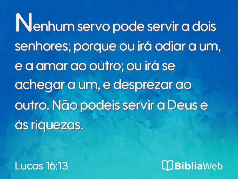 Lucas 16:13 em imagem para compartilhar