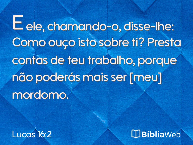Lucas 16:2 em imagem para compartilhar