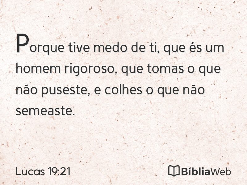 Lucas 19:21 em imagem para compartilhar