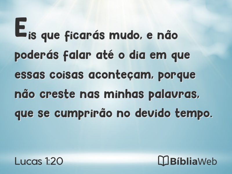 Lucas 1:20 em imagem para compartilhar