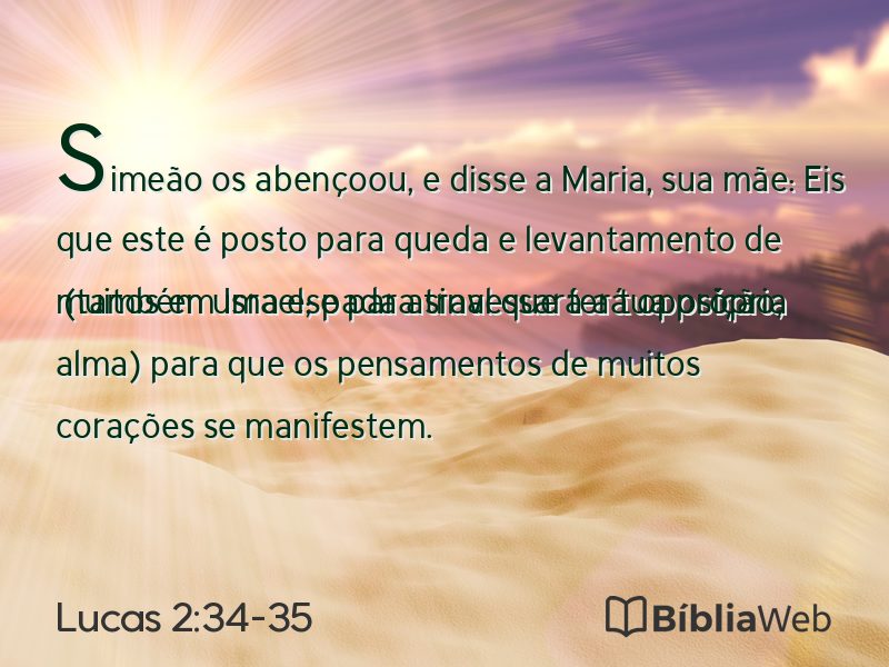 Lucas 2:34-35 em imagem para compartilhar