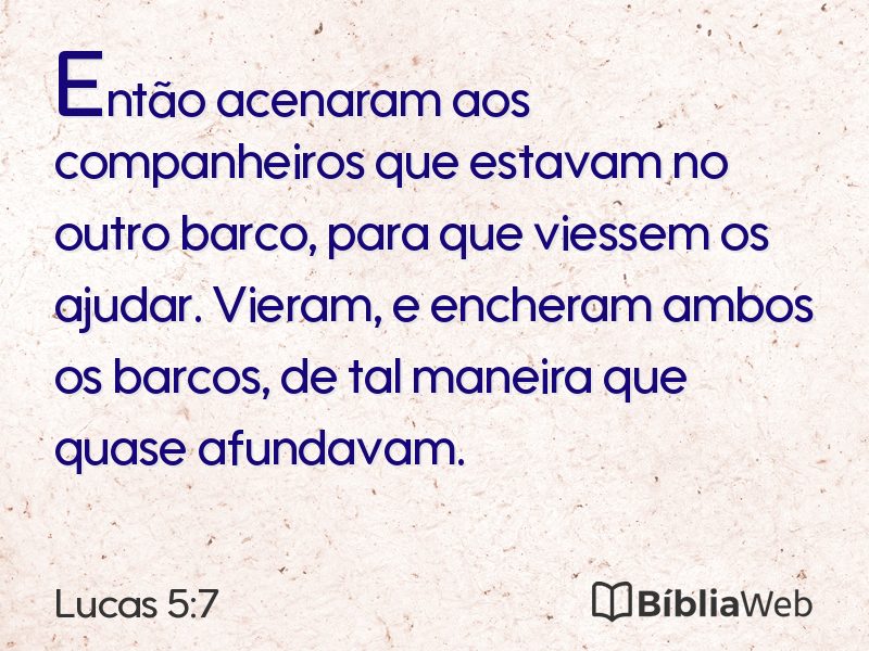 Lucas 5:7 em imagem para compartilhar