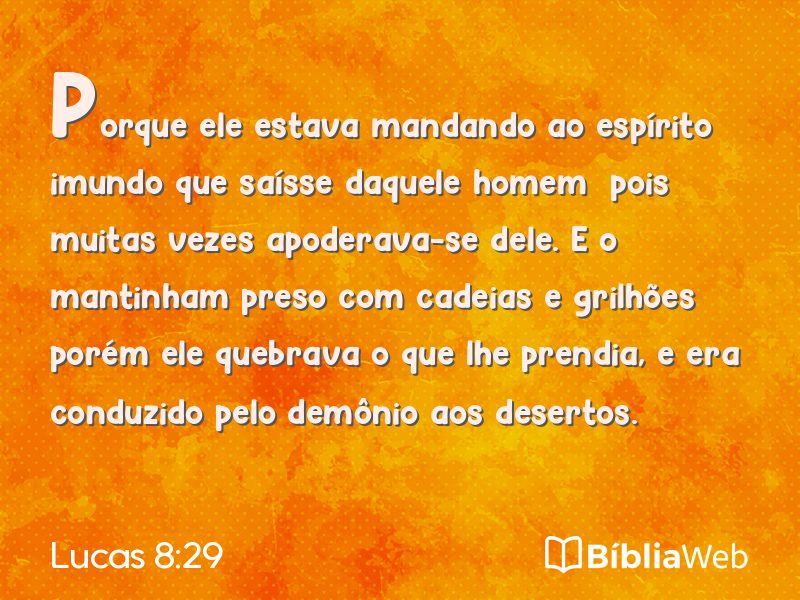 Lucas 8:29 em imagem para compartilhar