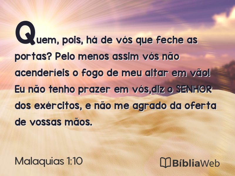 Malaquias 1:10 em imagem para compartilhar