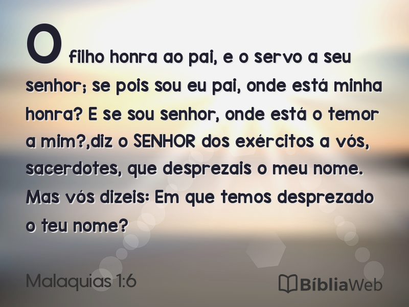 Malaquias 1:6 em imagem para compartilhar