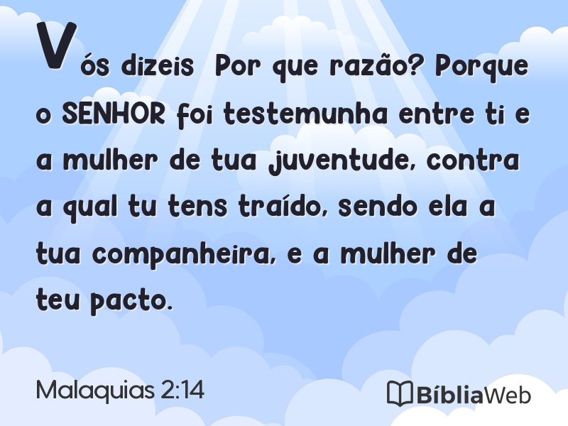 Malaquias 2:14 em imagem para compartilhar