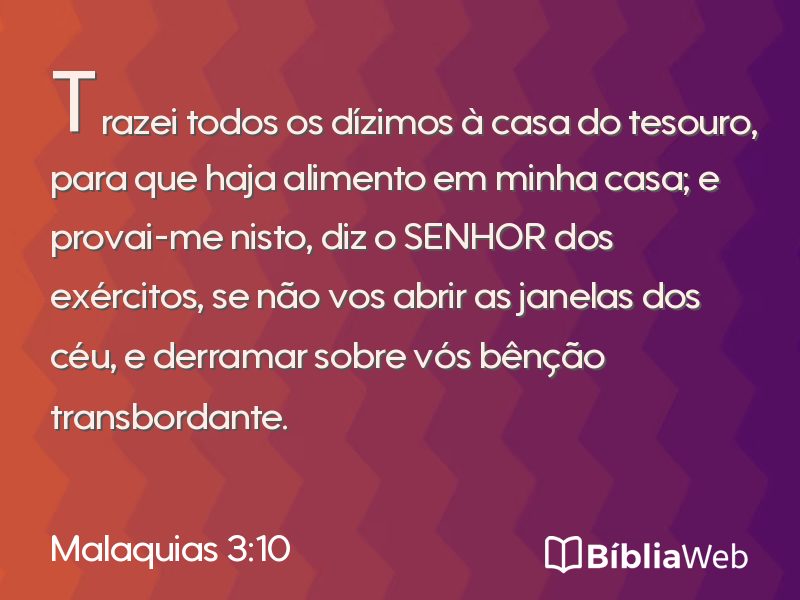 Malaquias 3:10 em imagem para compartilhar