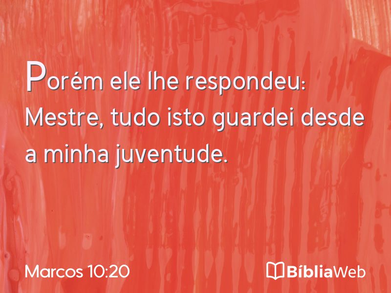 Marcos 10:20 em imagem para compartilhar