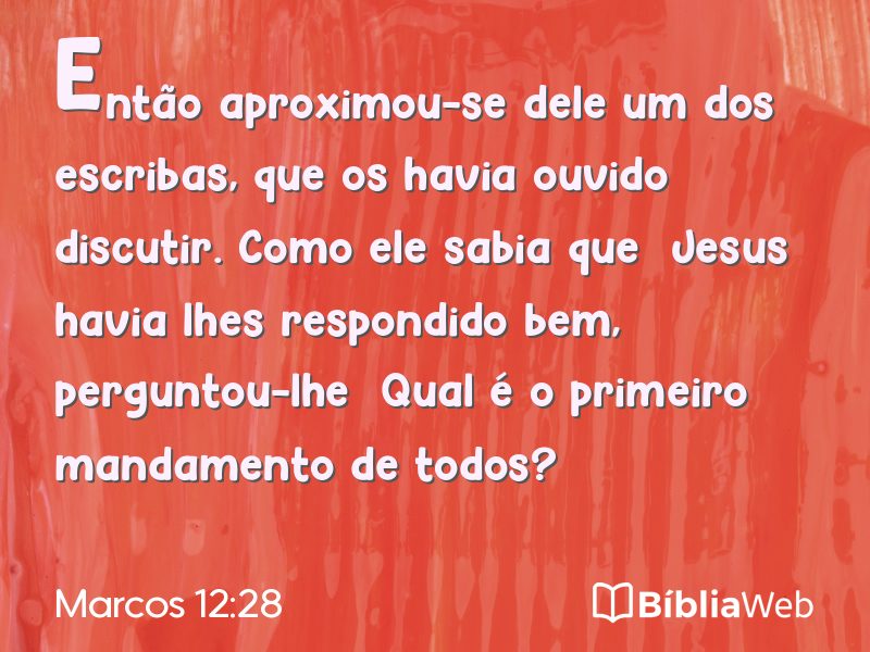Marcos 12:28 em imagem para compartilhar