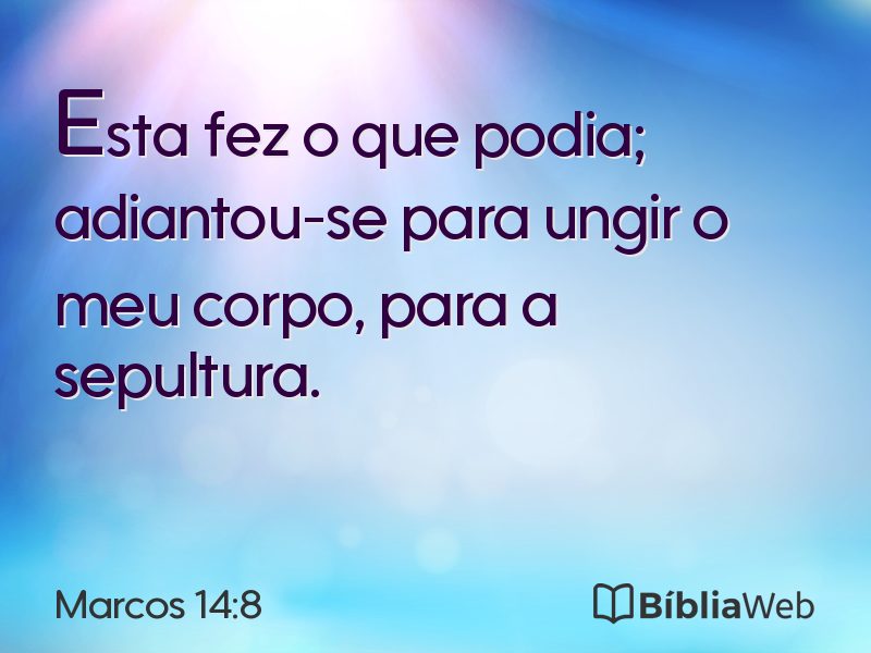 Marcos 14:8 em imagem para compartilhar