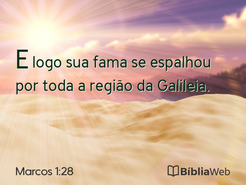 Marcos 1:28 em imagem para compartilhar