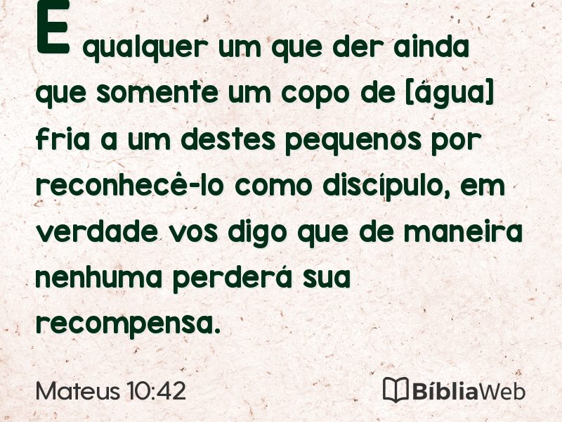 Mateus 10:42 em imagem para compartilhar