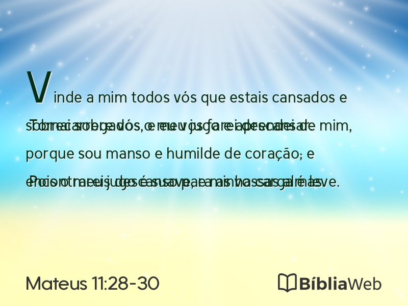 Mateus 11:28-30 em imagem para compartilhar