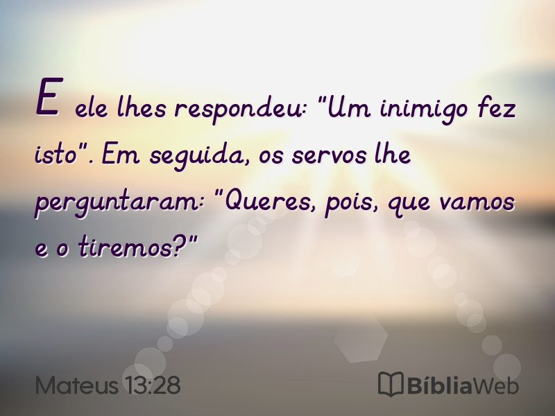 Mateus 13:28 em imagem para compartilhar